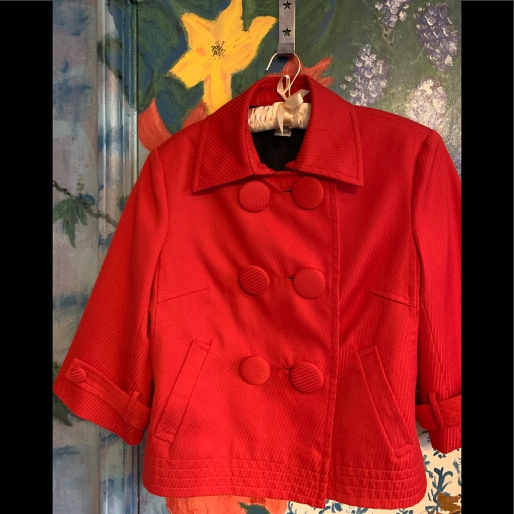 NYGARD RED DBLE-BREAST SWING JACKET BLK LINING 12